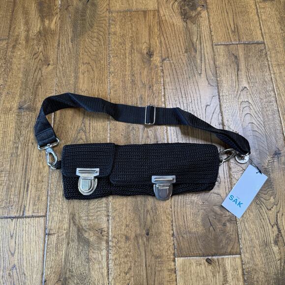 The Sak Handbags - NWT The Sak Black Crochet Belt Bag Fanny Pack Crossbody Silver Hardware